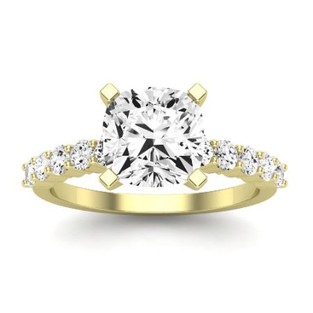 Magnolia Moissanite Matching Band Only (does Not Include Engagement Ring) For Ring With Cushion Center yellowgold