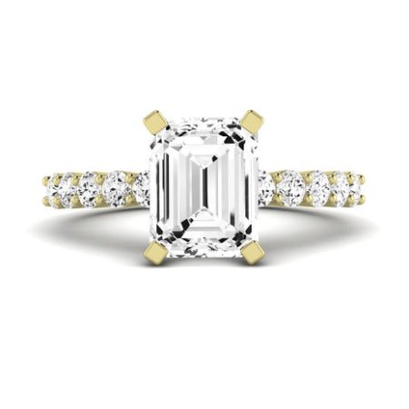 Magnolia Moissanite Matching Band Only ( Engagement Ring Not Included) For Ring With Emerald Center yellowgold