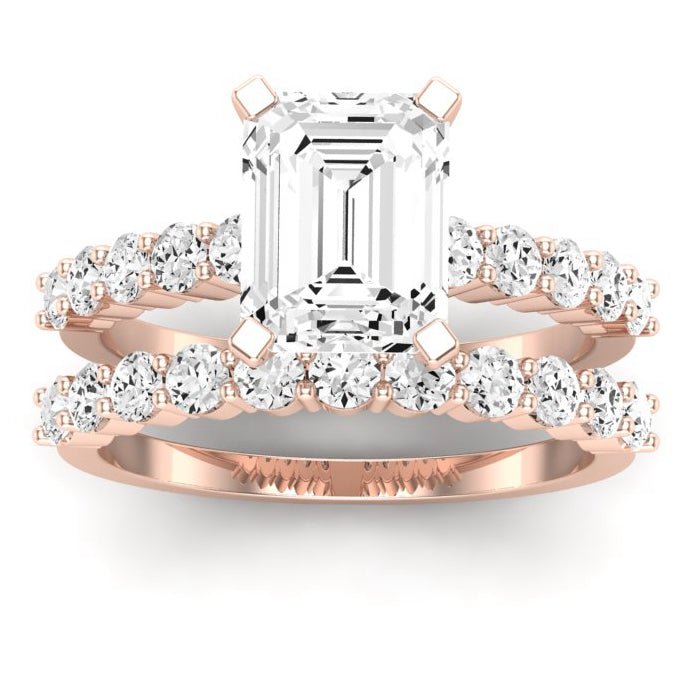 Magnolia Moissanite Matching Band Only ( Engagement Ring Not Included) For Ring With Emerald Center rosegold