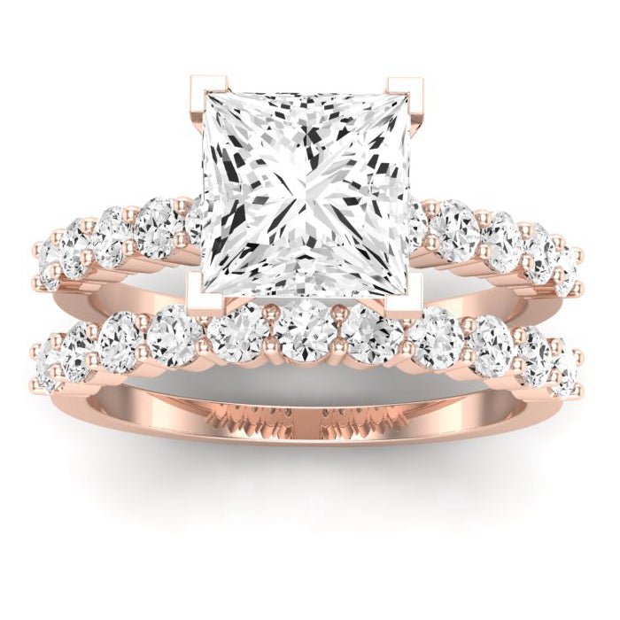 Magnolia Moissanite Matching Band Only (does Not Include Engagement Ring) For Ring With Princess Center rosegold