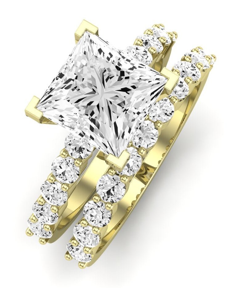 Magnolia Moissanite Matching Band Only (does Not Include Engagement Ring) For Ring With Princess Center yellowgold