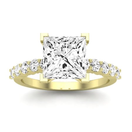 Magnolia Moissanite Matching Band Only (does Not Include Engagement Ring) For Ring With Princess Center yellowgold