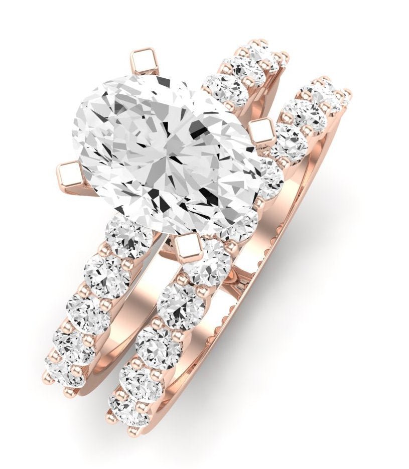 Magnolia Oval Moissanite Bridal Set rosegold