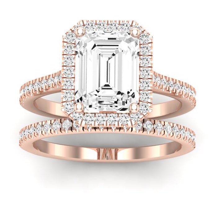 Mallow Emerald Moissanite Bridal Set rosegold