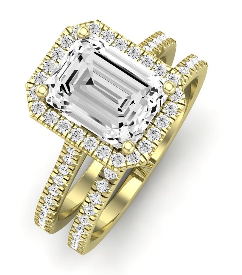 Mallow Emerald Moissanite Bridal Set yellowgold