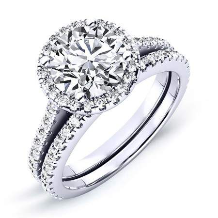 1.00 ct - Mallow - GIA Natural Round Diamond Bridal Set