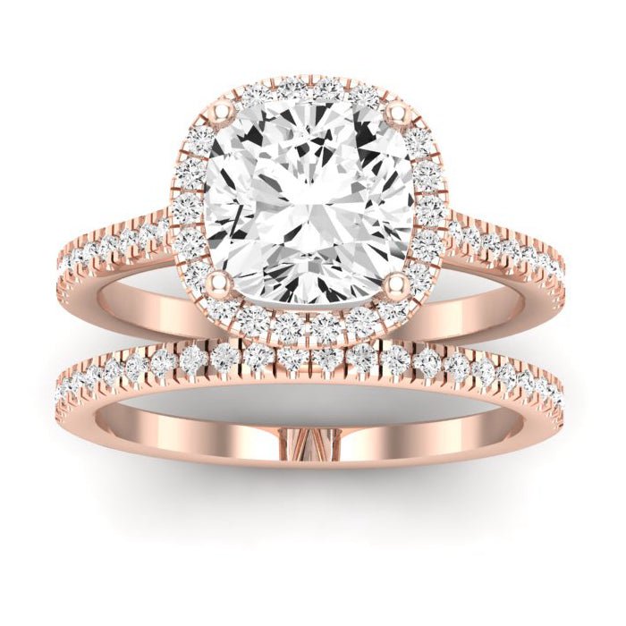 Mallow Moissanite Matching Band Only (does Not Include Engagement Ring)   For Ring With Cushion Center rosegold