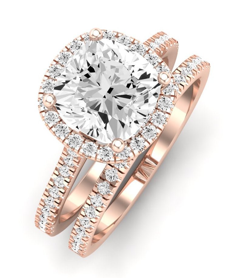 Mallow Moissanite Matching Band Only (does Not Include Engagement Ring)   For Ring With Cushion Center rosegold