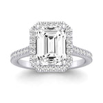 Mallow Moissanite Matching Band Only (does Not Include Engagement Ring)   For Ring With Emerald Center whitegold