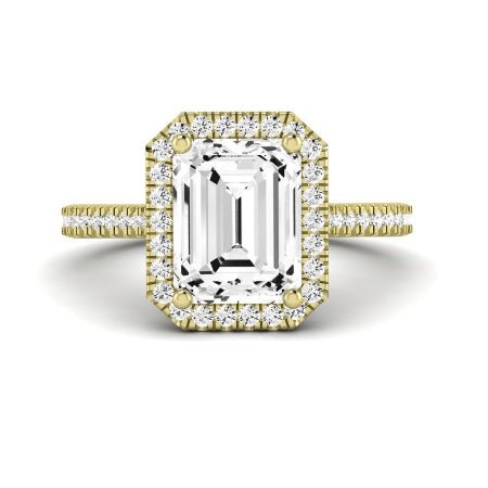 Mallow Moissanite Matching Band Only (does Not Include Engagement Ring)   For Ring With Emerald Center yellowgold