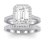 Mallow Moissanite Matching Band Only (does Not Include Engagement Ring)   For Ring With Emerald Center whitegold