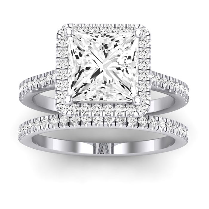 Mallow Moissanite Matching Band Only (does Not Include Engagement Ring)   For Ring With Princess Center whitegold