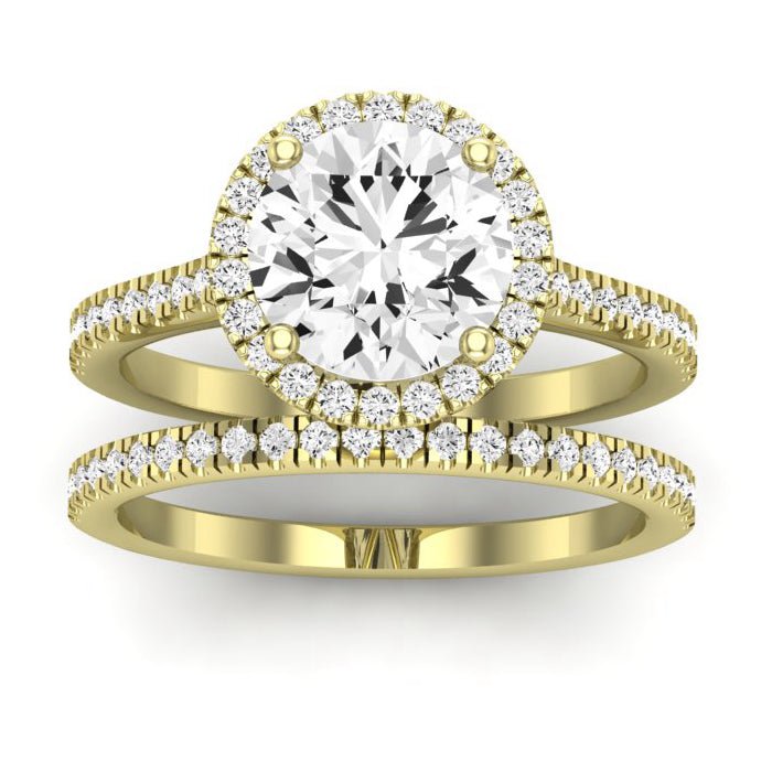 Mallow Moissanite Matching Band Only (does Not Include Engagement Ring)   For Ring With Round Center yellowgold