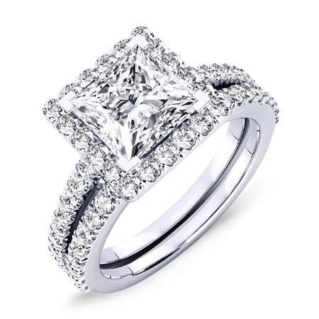 Mallow Princess Moissanite Bridal Set whitegold