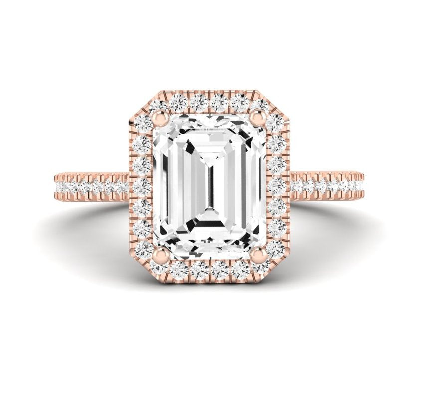 Mallow Emerald Diamond Engagement Ring (Lab Grown Igi Cert) rosegold