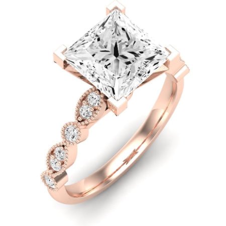 Marigold Diamond Matching Band Only (does Not Include Engagement Ring) For Ring With Princess Center rosegold