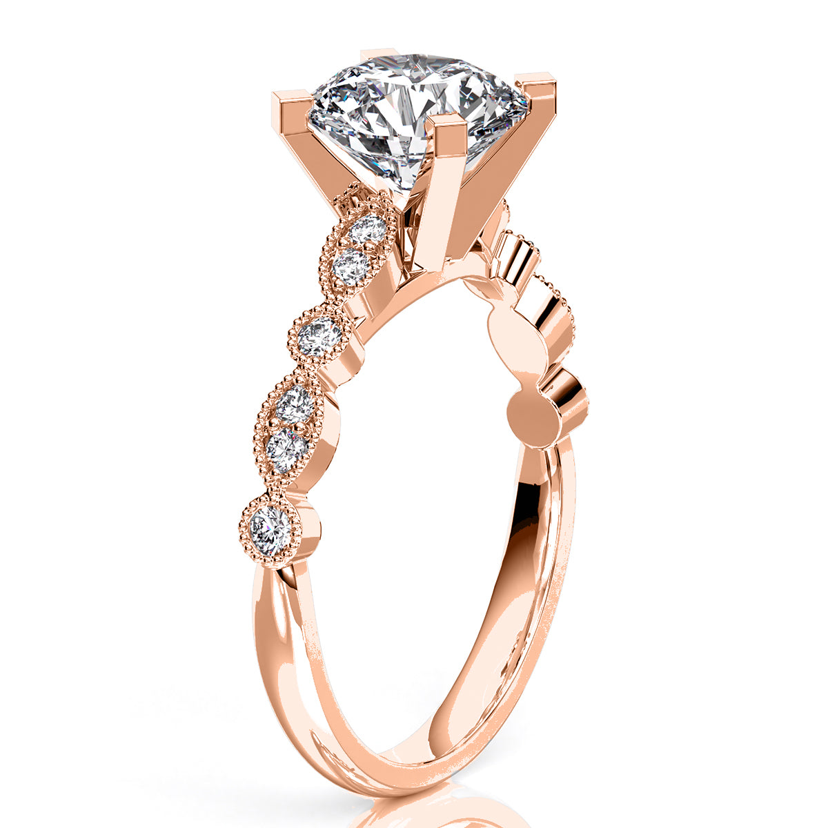 Marigold Round Moissanite Engagement Ring rosegold