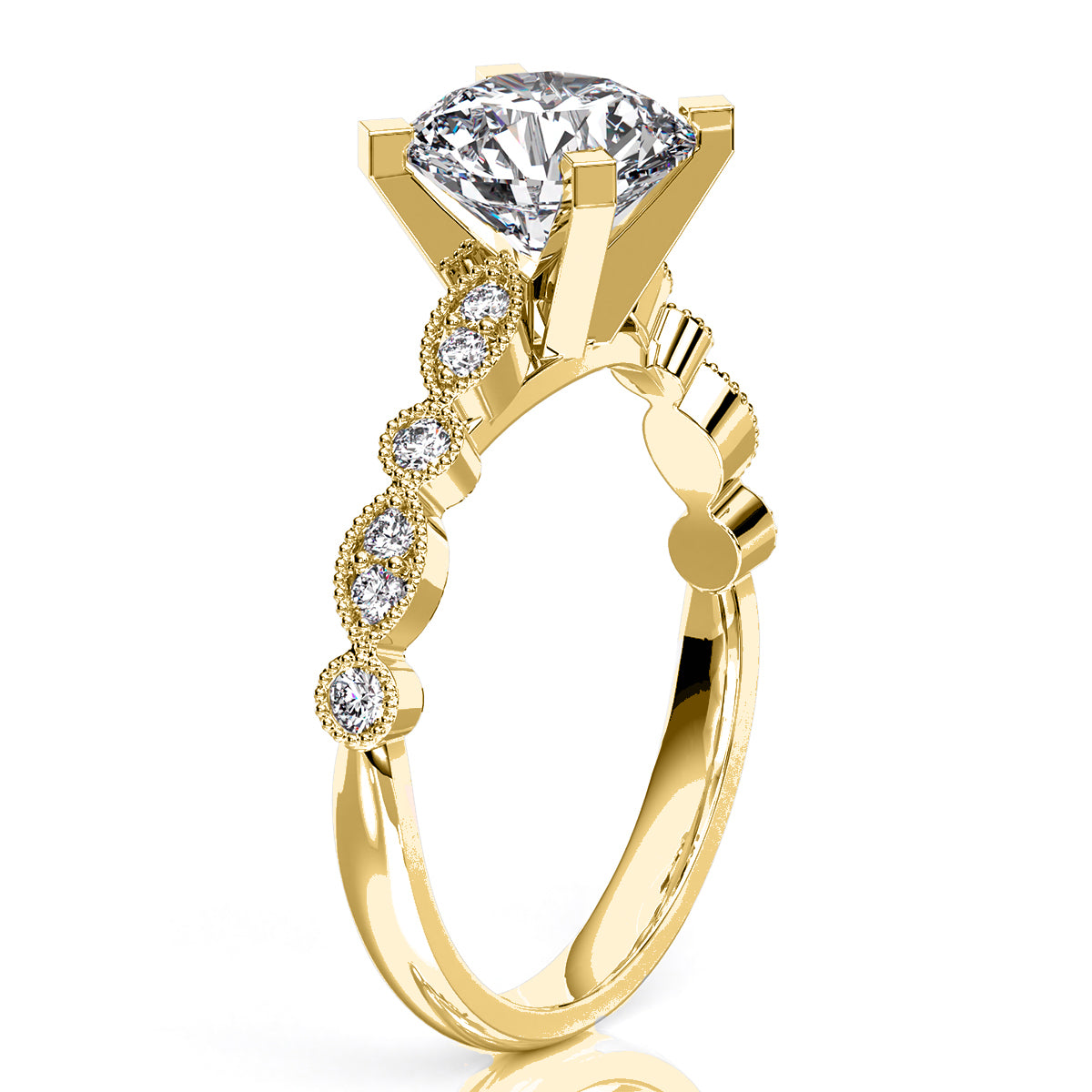 Marigold Round Moissanite Engagement Ring yellowgold