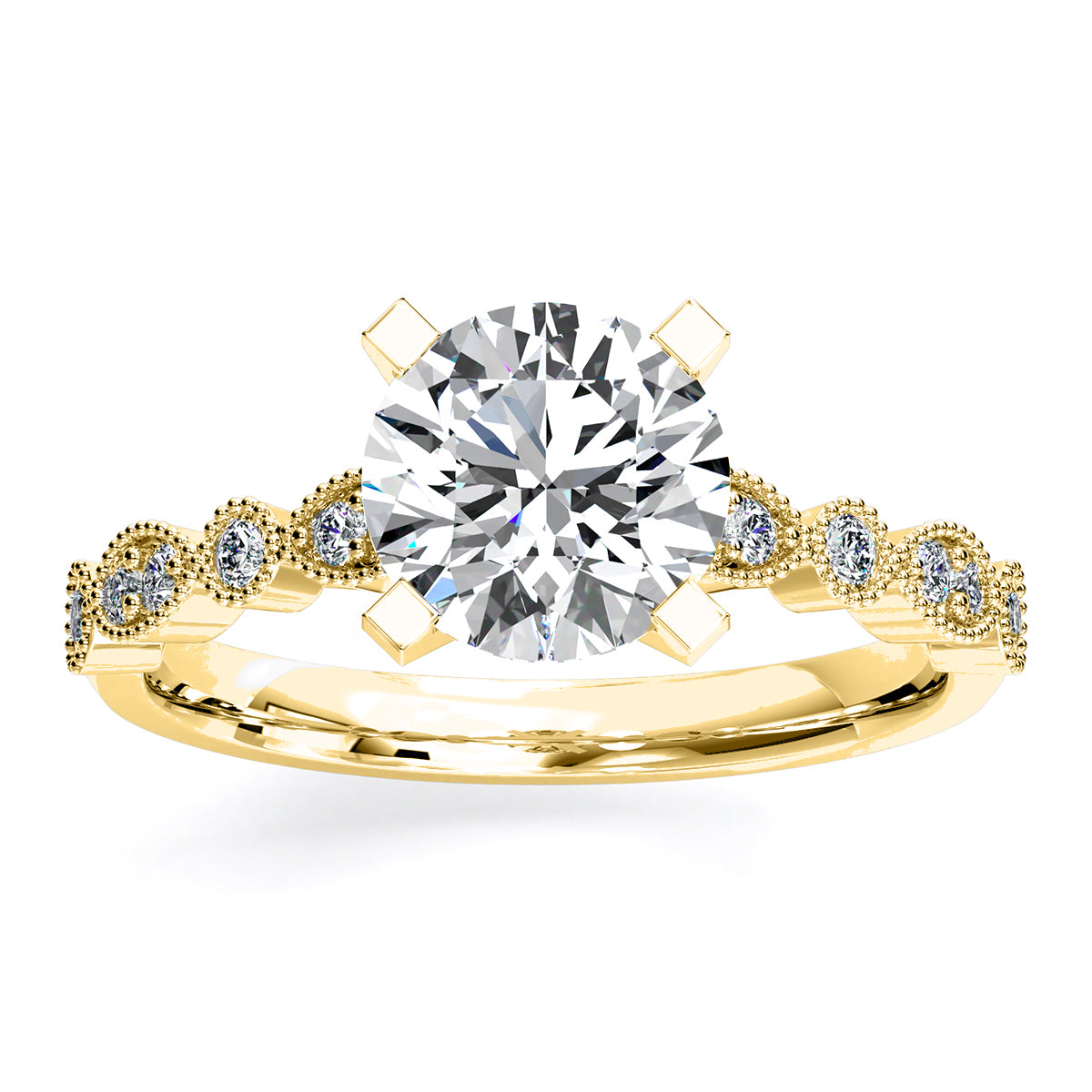 Marigold Round Moissanite Engagement Ring yellowgold