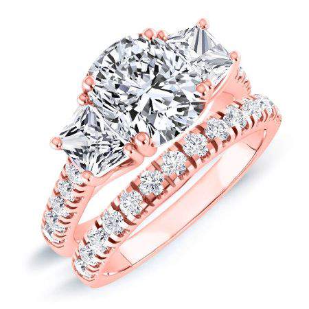 Marjoram Cushion Moissanite Bridal Set rosegold