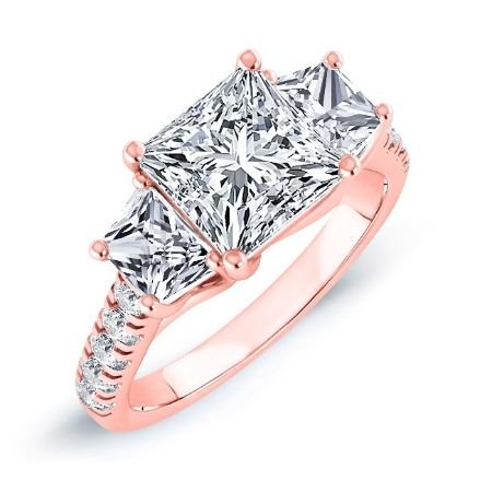 Marjoram Diamond Matching Band Only (engagement Ring Not Included) For Ring With Princess Center rosegold