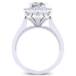 Mawar Cushion Moissanite Bridal Set whitegold