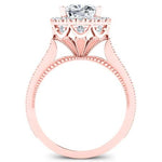Mawar Cushion Moissanite Engagement Ring rosegold