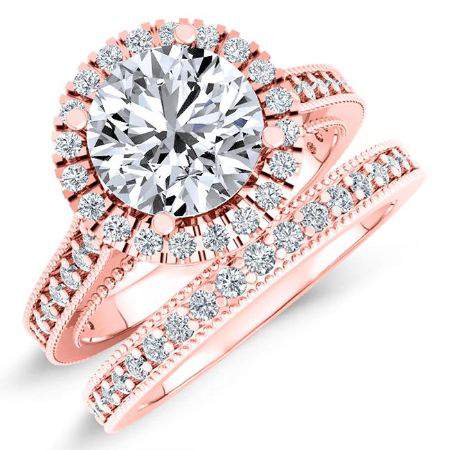 Mawar Diamond Matching Band Only (engagement Ring Not Included) For Ring With Round Center rosegold