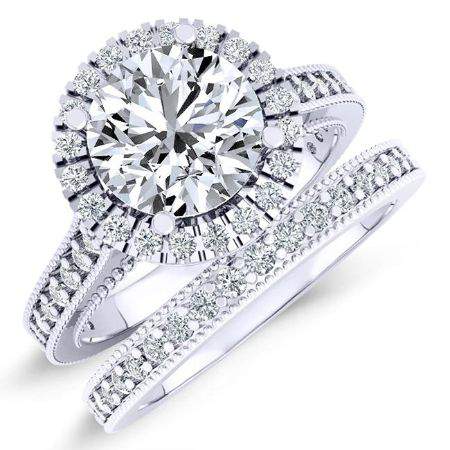 Mawar Round Moissanite Bridal Set whitegold