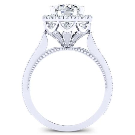 Mawar Round Moissanite Engagement Ring whitegold