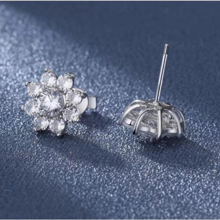 May Round Moissanite Stud Earrings whitegold