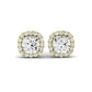 Meadow Cushion Cut Diamond Halo Stud Earrings (Clarity Enhanced) yellowgold