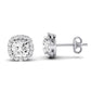 Meadow Cushion Cut Diamond Halo Stud Earrings (Clarity Enhanced) whitegold