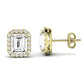 Meadow Emerald Cut Diamond Halo Stud Earrings yellowgold