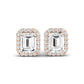 Meadow Emerald Cut Diamond Halo Stud Earrings rosegold