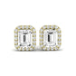 Meadow Emerald Cut Diamond Halo Stud Earrings yellowgold