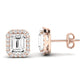 Meadow Emerald Cut Diamond Halo Stud Earrings rosegold