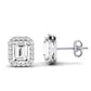 Meadow Emerald Cut Moissanite Halo Stud Earrings whitegold