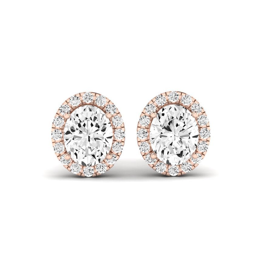 Meadow Oval Cut Diamond Halo Stud Earrings (Clarity Enhanced) rosegold