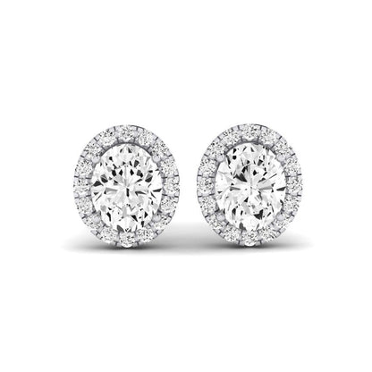 Meadow Oval Cut Diamond Halo Stud Earrings (Clarity Enhanced) whitegold