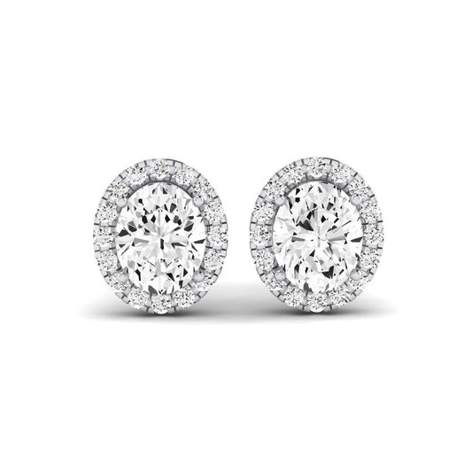 Meadow Oval Cut Diamond Halo Stud Earrings (Clarity Enhanced) whitegold