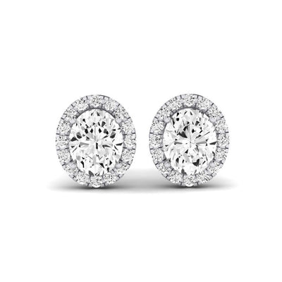 Meadow Oval Cut Moissanite Halo Stud Earrings whitegold