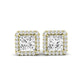 Meadow Princess Cut Diamond Halo Stud Earrings (Clarity Enhanced) yellowgold