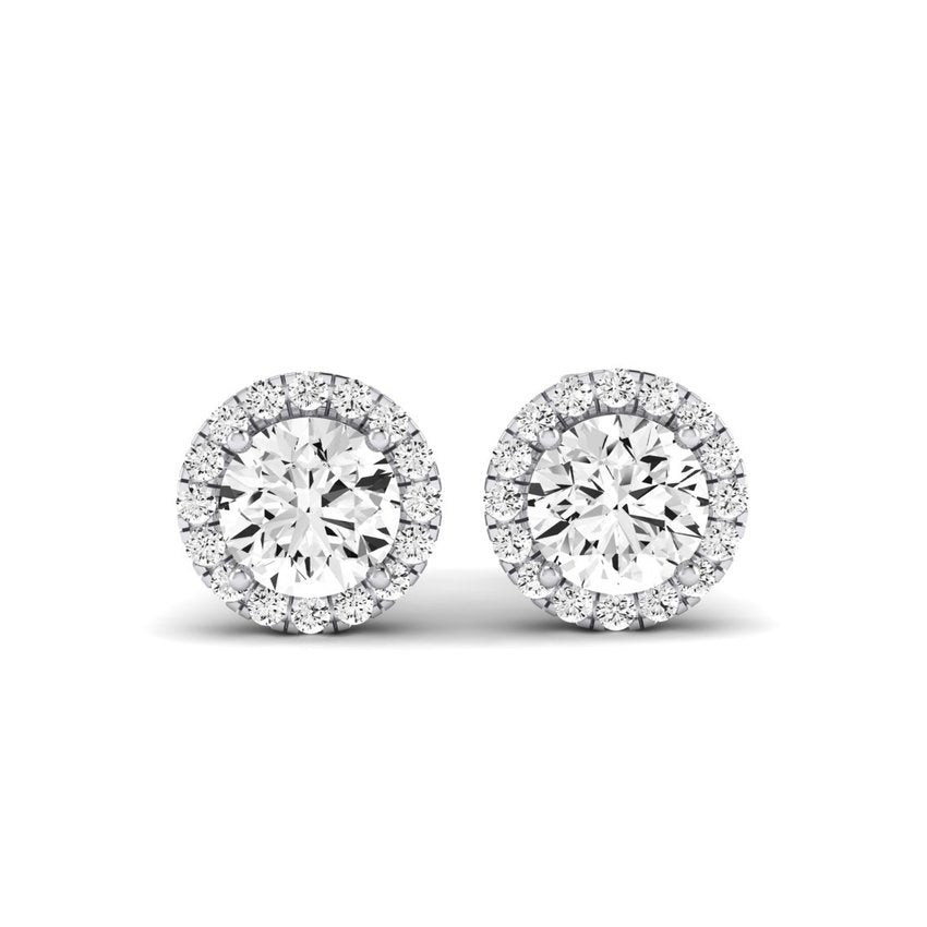 Meadow Round Cut Diamond Halo Stud Earrings (Clarity Enhanced) whitegold