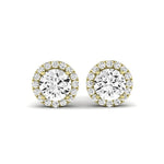 Meadow Round Cut Diamond Halo Stud Earrings (Clarity Enhanced) yellowgold