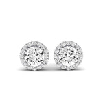 Meadow Round Cut Diamond Halo Stud Earrings (Clarity Enhanced) whitegold