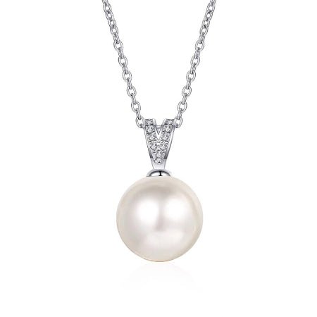 Mela Moissanite & Pearl Necklace whitegold