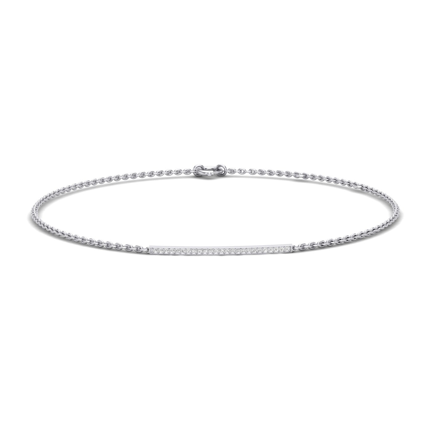 Melanie Bar & Chain Diamond Bracelet (clarity Enhanced) whitegold