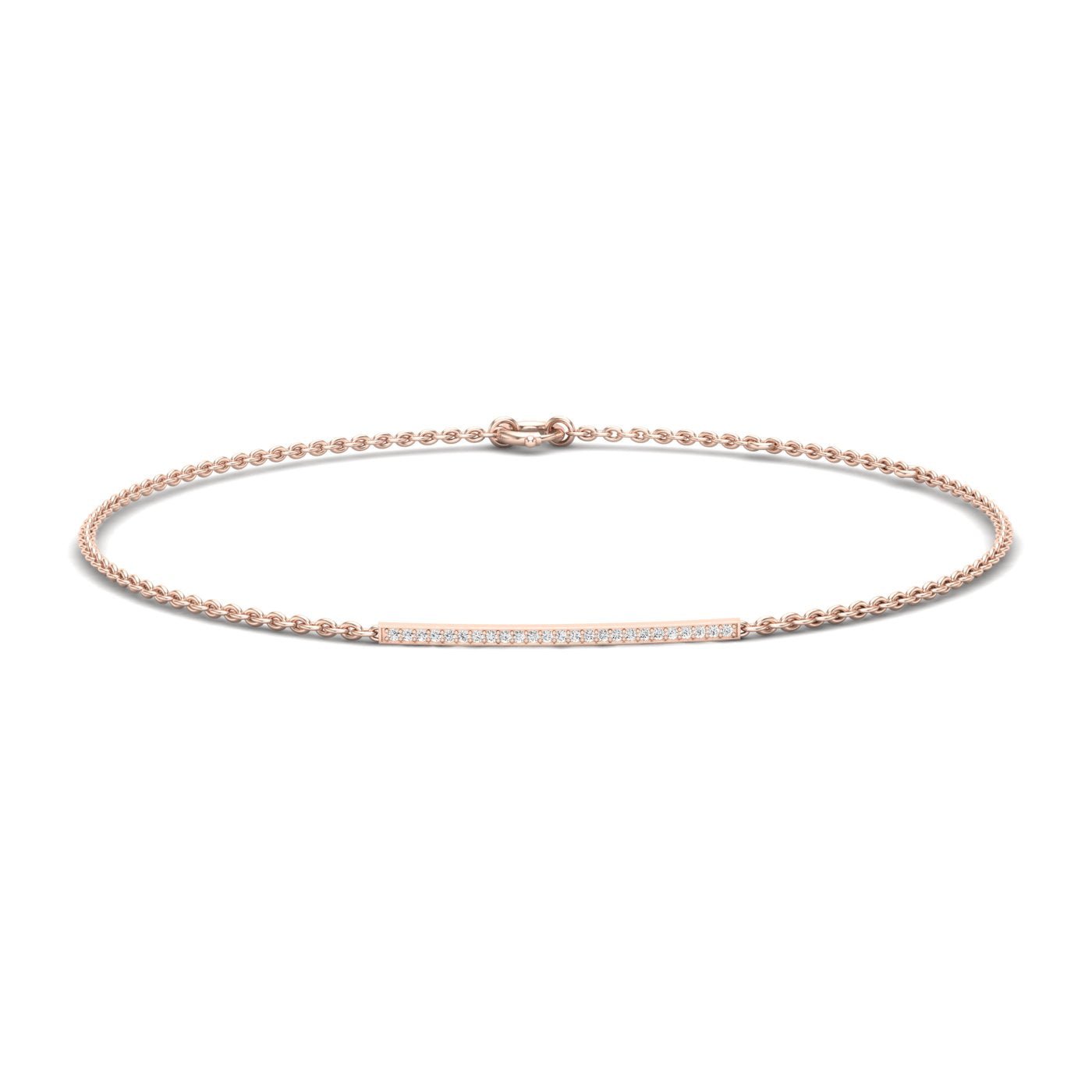 Melanie Bar & Chain Diamond Bracelet (clarity Enhanced) rosegold