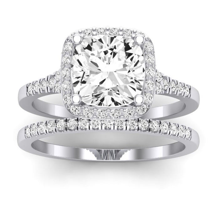 Desert Rose Moissanite Matching Band Only (engagement Ring Not Included) For Ring With Cushion Center whitegold